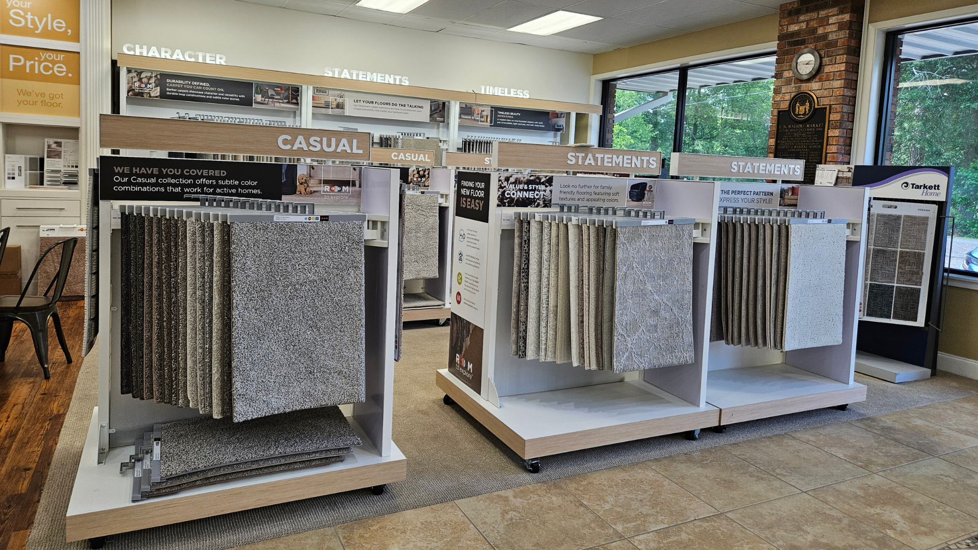 carpet samples in flooring store in Covington, LA